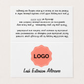  Lash Extension Aftercare Visitekaartje (Buitenkant ongevouwen)