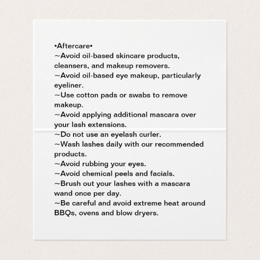  Lash Extension Aftercare Visitekaartje (Binnenkant ongevouwen)