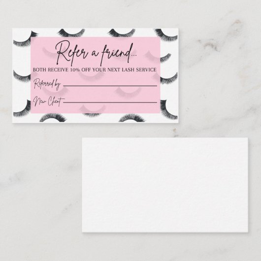 Lash Extension Artists Referral Loyalty Kaart Visitekaartje (Voorkant / Achterkant)