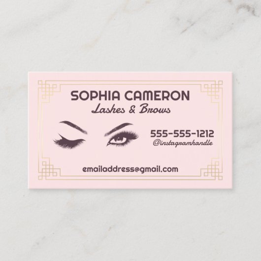 Lash Extension Brows Artist Pink and Gold Visitekaartje (Voorkant)