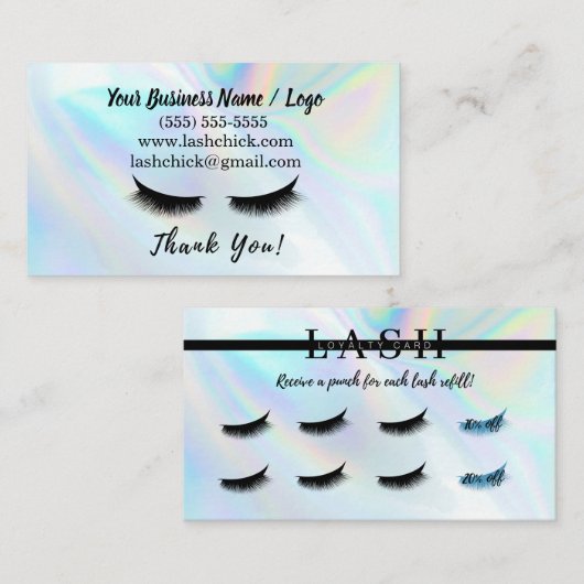 Lash Extension Filler Loyalty Punch Kaart Visitekaartje (Voorkant / Achterkant)