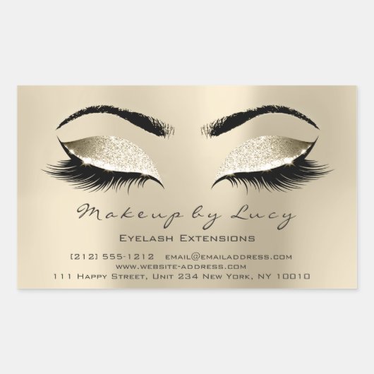 Lash Extension Make-up Beauty Champaigne Glitter Rechthoekige Sticker (Voorkant)