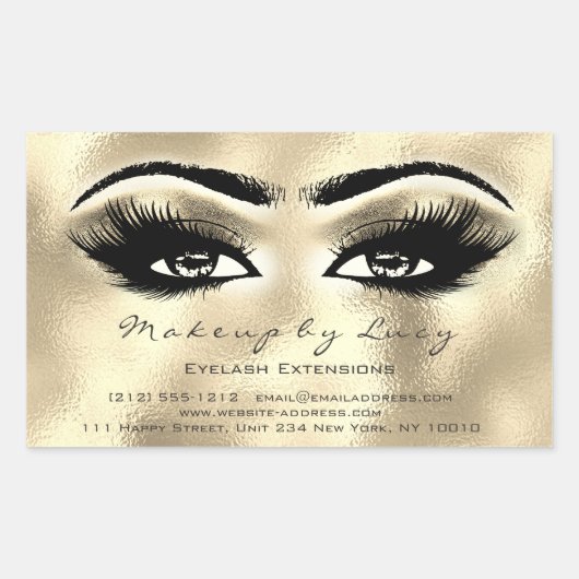 Lash Extension Make-up Beauty Golden Eye Glitter Rechthoekige Sticker (Voorkant)