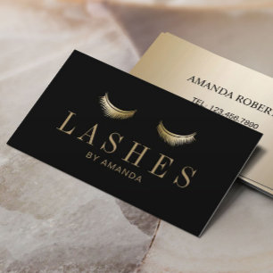Lash Extension Makeup Artist Modern Black Gold Visitekaartje