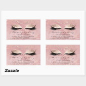 Lash Extension Makeup Beauty Marble Pink Glitter Rechthoekige Sticker (Vel)