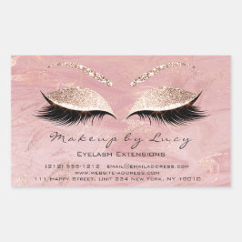 Lash Extension Makeup Beauty Marble Pink Glitter Rechthoekige Sticker