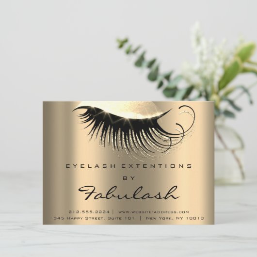 Lash Extension Natercare Instruction Champaig Gold Kaart (Staand voorkant)