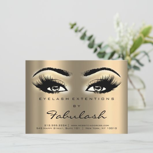 Lash Extension Natercare Instructions Sepia Gold Kaart (Staand voorkant)