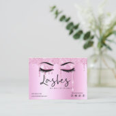 Lash Extension Natercare roze druppelaar Glitter Visitekaartje (Staand voorkant)
