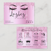 Lash Extension Natercare roze druppelaar Glitter Visitekaartje (Voorkant / Achterkant)