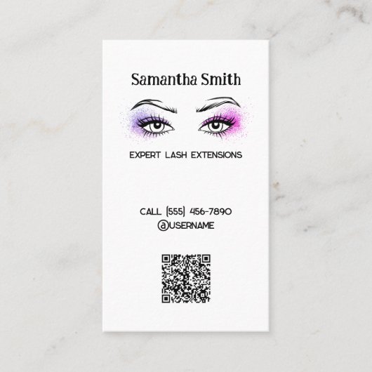Lash Extension Simple Custom QR Visitekaartje (Voorkant)
