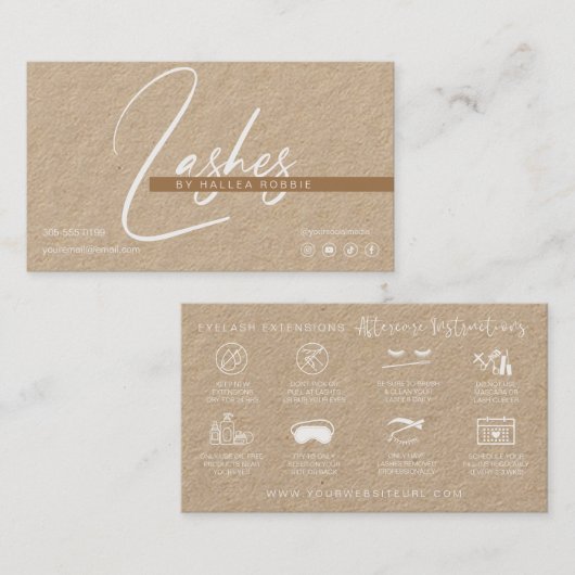 Lash Extensions after tercare Premium Kraft Paper Visitekaartje (Voorkant / Achterkant)