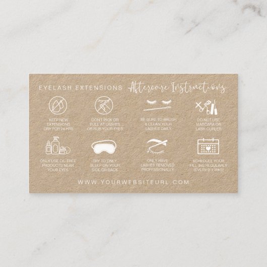 Lash Extensions after tercare Premium Kraft Paper Visitekaartje (Achterkant)