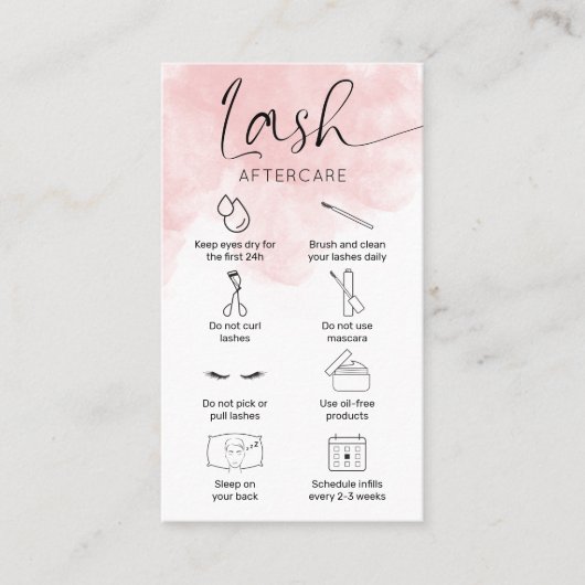 Lash Extensions Aftercare Blush Waterverf Salon Visitekaartje (Voorkant)