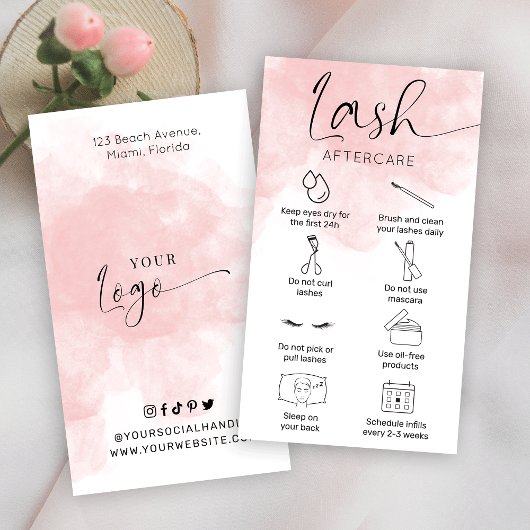 Lash Extensions Aftercare Blush Waterverf Salon Visitekaartje