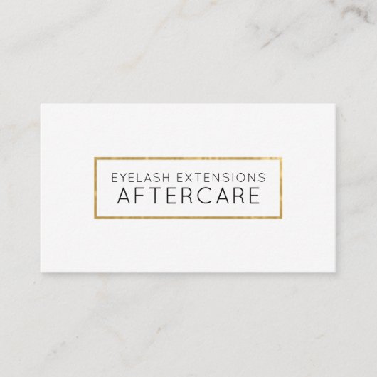 Lash Extensions Aftercare Card Faux Gold Visitekaartje (Voorkant)