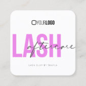 Lash Extensions Aftercare Instructies Fuchsia Vierkante Visitekaartje (Voorkant)