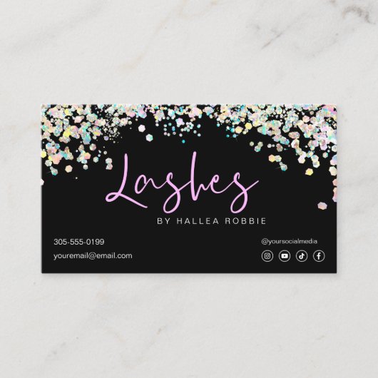 Lash Extensions Aftercare Instructies Holographic Visitekaartje (Voorkant)