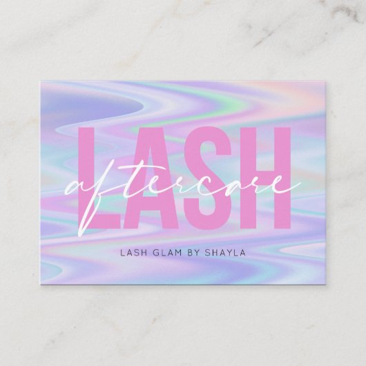 Lash Extensions Aftercare Instructies Holographic Visitekaartje (Voorkant)