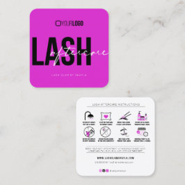 Lash Extensions Aftercare Instructies Hot Pink Vierkante Visitekaartje