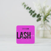 Lash Extensions Aftercare Instructies Hot Pink Vierkante Visitekaartje (Staand voorkant)