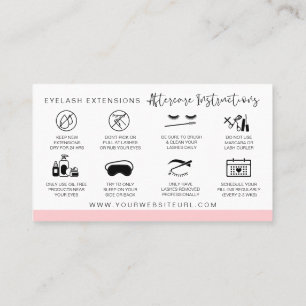 Lash Extensions Aftercare Instructies Modern Roze Visitekaartje