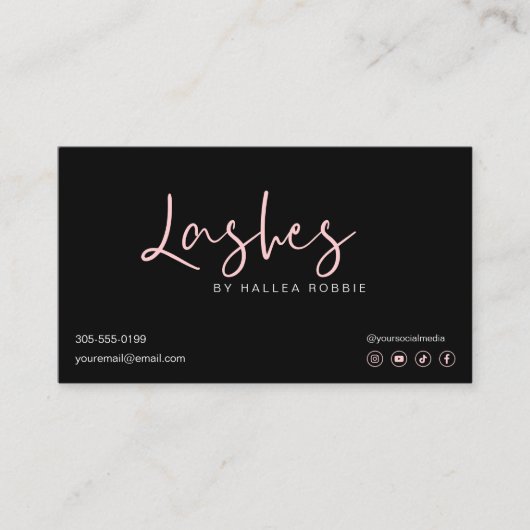 Lash Extensions Aftercare Instructies Modern Roze Visitekaartje (Voorkant)