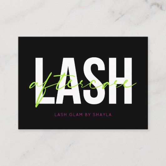 Lash Extensions Aftercare Instructies - Vet Neon Visitekaartje (Voorkant)