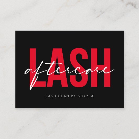 Lash Extensions Aftercare Instructions Aanwijzing Visitekaartje (Voorkant)