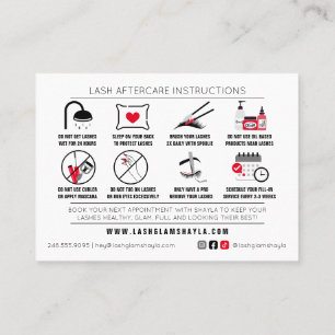 Lash Extensions Aftercare Instructions Aanwijzing Visitekaartje