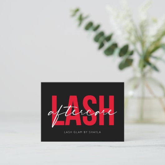 Lash Extensions Aftercare Instructions Aanwijzing Visitekaartje (Staand voorkant)