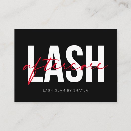 Lash Extensions Aftercare Instructions Aanwijzing Visitekaartje (Voorkant)