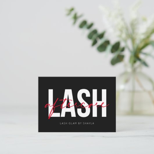 Lash Extensions Aftercare Instructions Aanwijzing Visitekaartje (Staand voorkant)