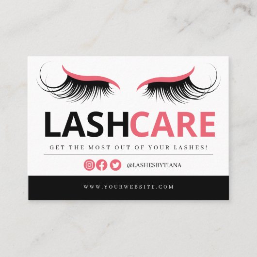 Lash Extensions Aftercare Instructions Business Ca Visitekaartje (Voorkant)