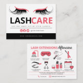 Lash Extensions Aftercare Instructions Business Ca Visitekaartje (Voorkant / Achterkant)