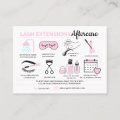 Lash Extensions Aftercare Instructions Business Ca Visitekaartje (Achterkant)