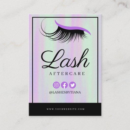 Lash Extensions Aftercare Instructions Business Ca Visitekaartje (Voorkant)