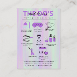 Lash Extensions Aftercare Instructions Business Ca Visitekaartje