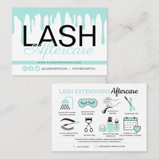 Lash Extensions Aftercare Instructions Business Ca Visitekaartje (Voorkant / Achterkant)
