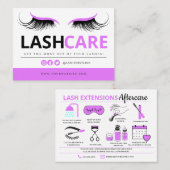 Lash Extensions Aftercare Instructions Business Ca Visitekaartje (Voorkant / Achterkant)