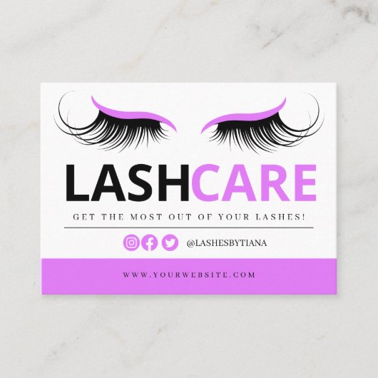 Lash Extensions Aftercare Instructions Business Ca Visitekaartje (Voorkant)