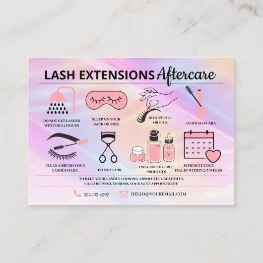Lash Extensions Aftercare Instructions Business Ca Visitekaartje (Achterkant)