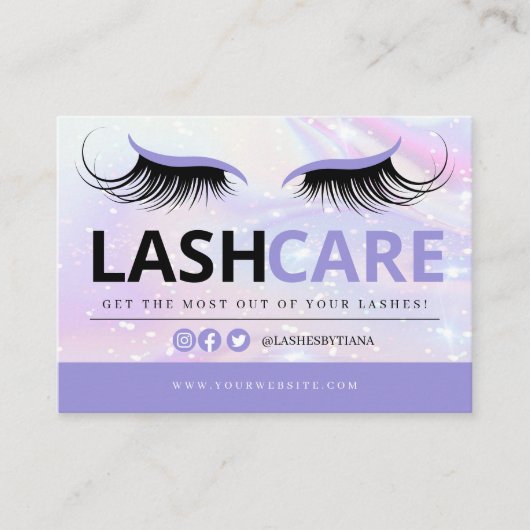 Lash Extensions Aftercare Instructions Business Ca Visitekaartje (Voorkant)