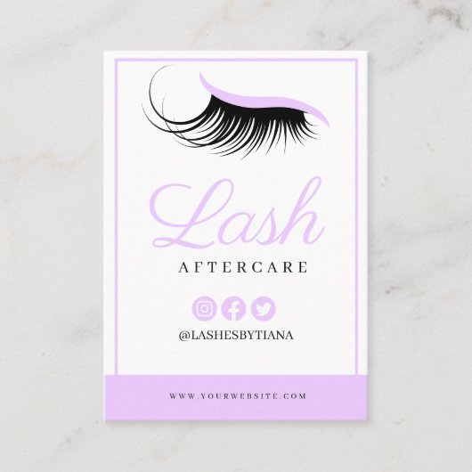 Lash Extensions Aftercare Instructions Business Ca Visitekaartje (Voorkant)