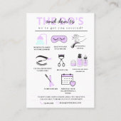 Lash Extensions Aftercare Instructions Business Ca Visitekaartje (Achterkant)
