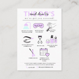 Lash Extensions Aftercare Instructions Business Ca Visitekaartje