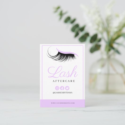 Lash Extensions Aftercare Instructions Business Ca Visitekaartje (Staand voorkant)