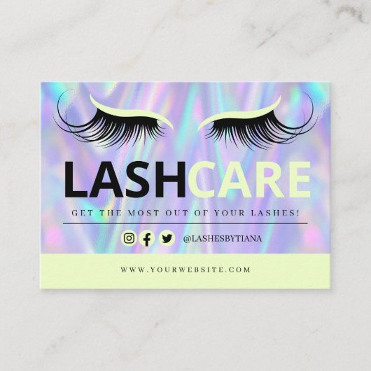 Lash Extensions Aftercare Instructions Business Ca Visitekaartje (Voorkant)