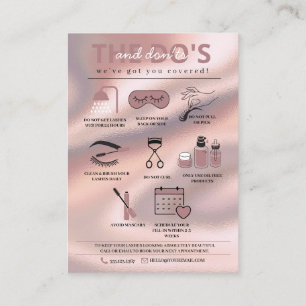Lash Extensions Aftercare Instructions Business Ca Visitekaartje