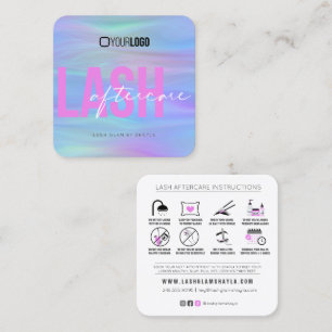 Lash Extensions Aftercare Instructions Fuchsia Squ Vierkante Visitekaartje
